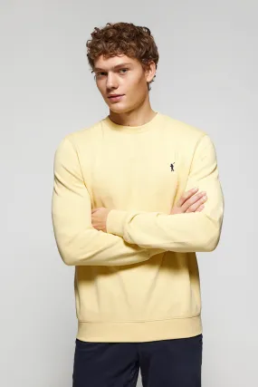 Sudadera básica de cuello redondo amarillo suave con logo Rigby Go