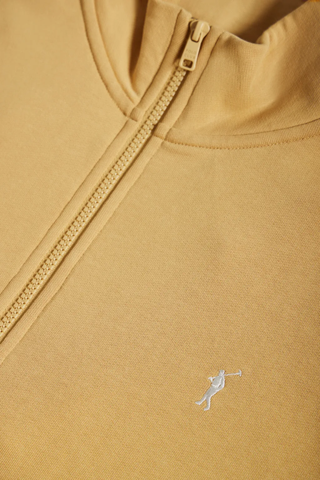 Sudadera de media cremallera color camel con logo Rigby Go