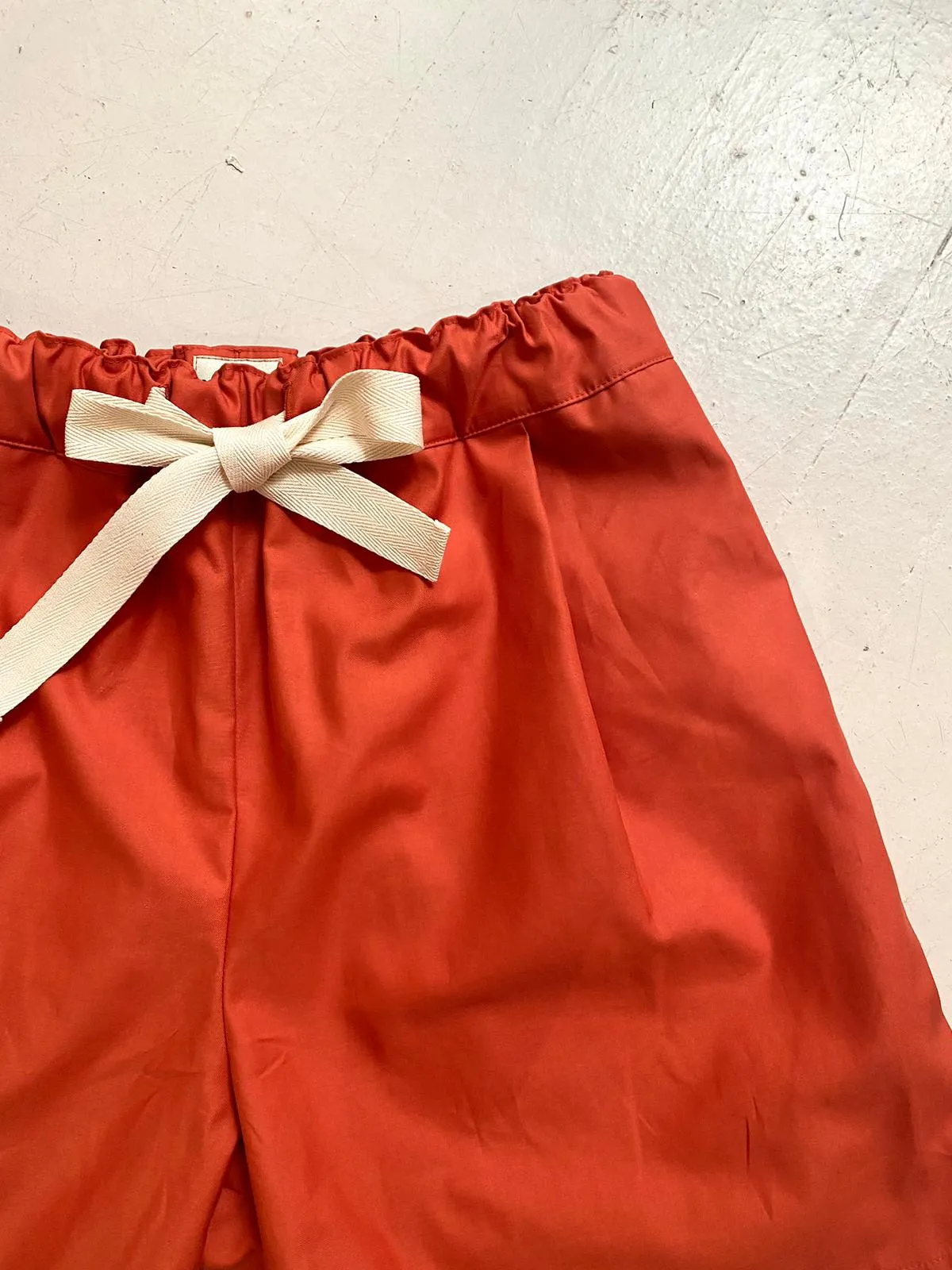 Swan Shorts in Orangy Red Cotton