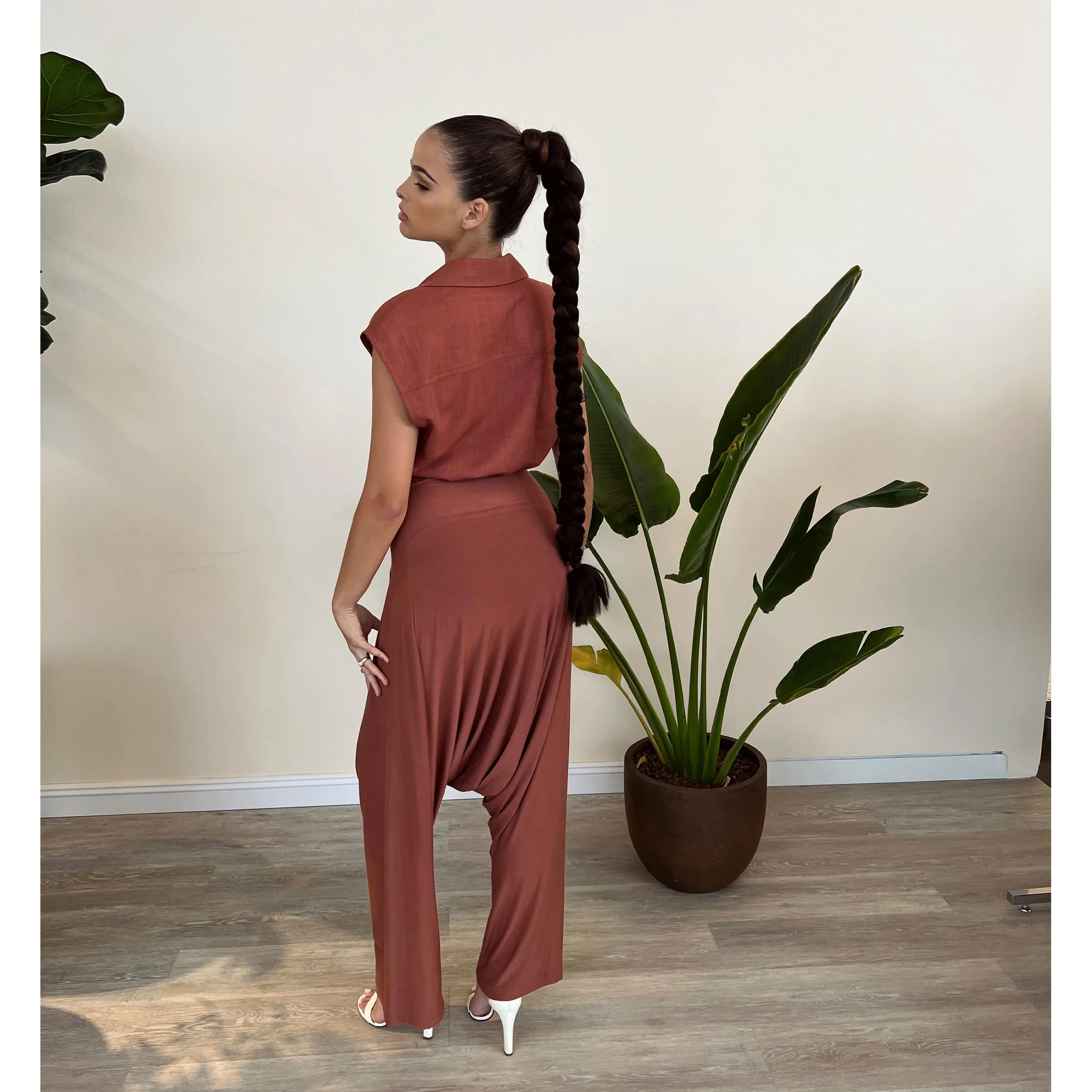 Terracotta Modal Jersey Drop Crotch Pant