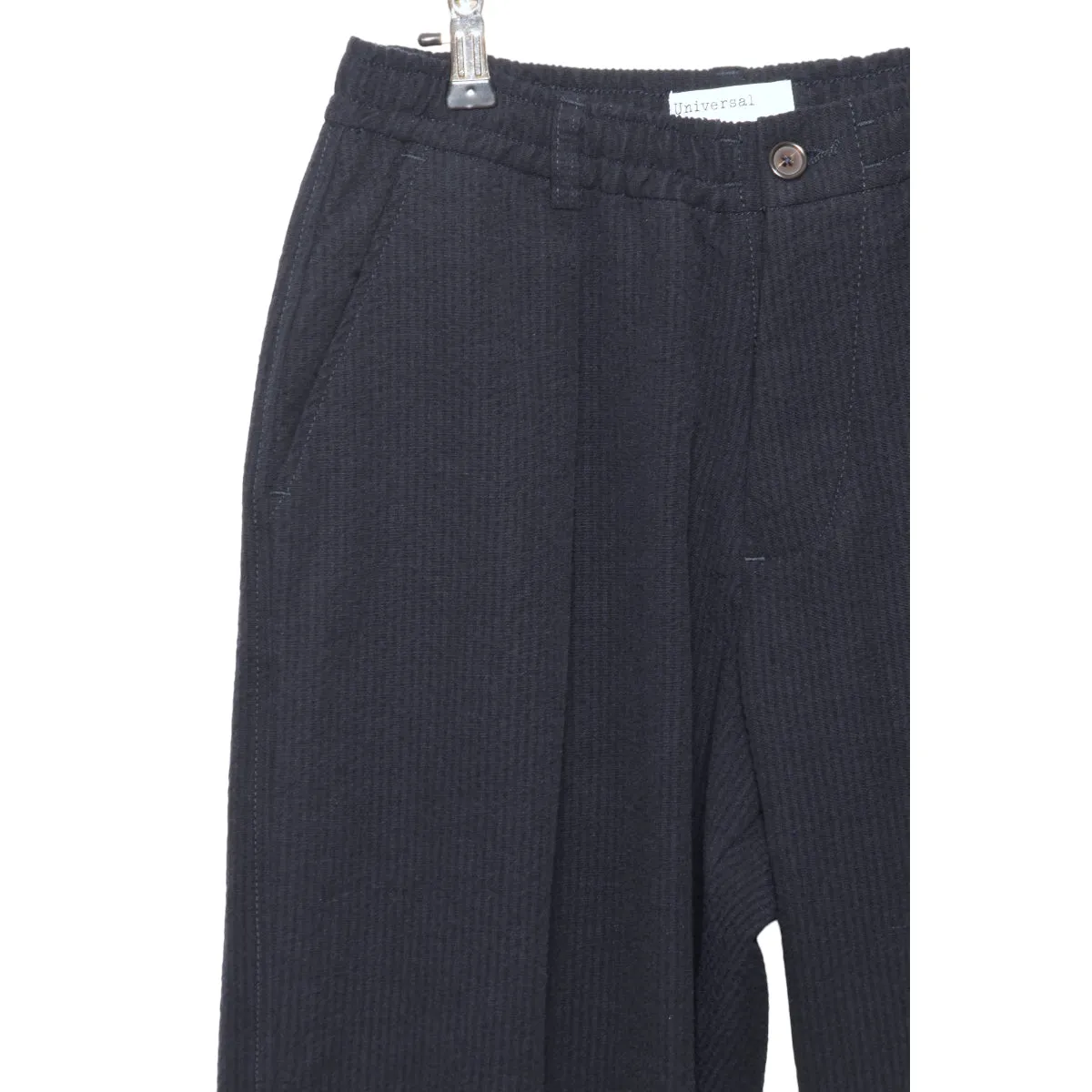 Universal Works Pleated Track Pant 29727 Wool Cot Seersucker navy