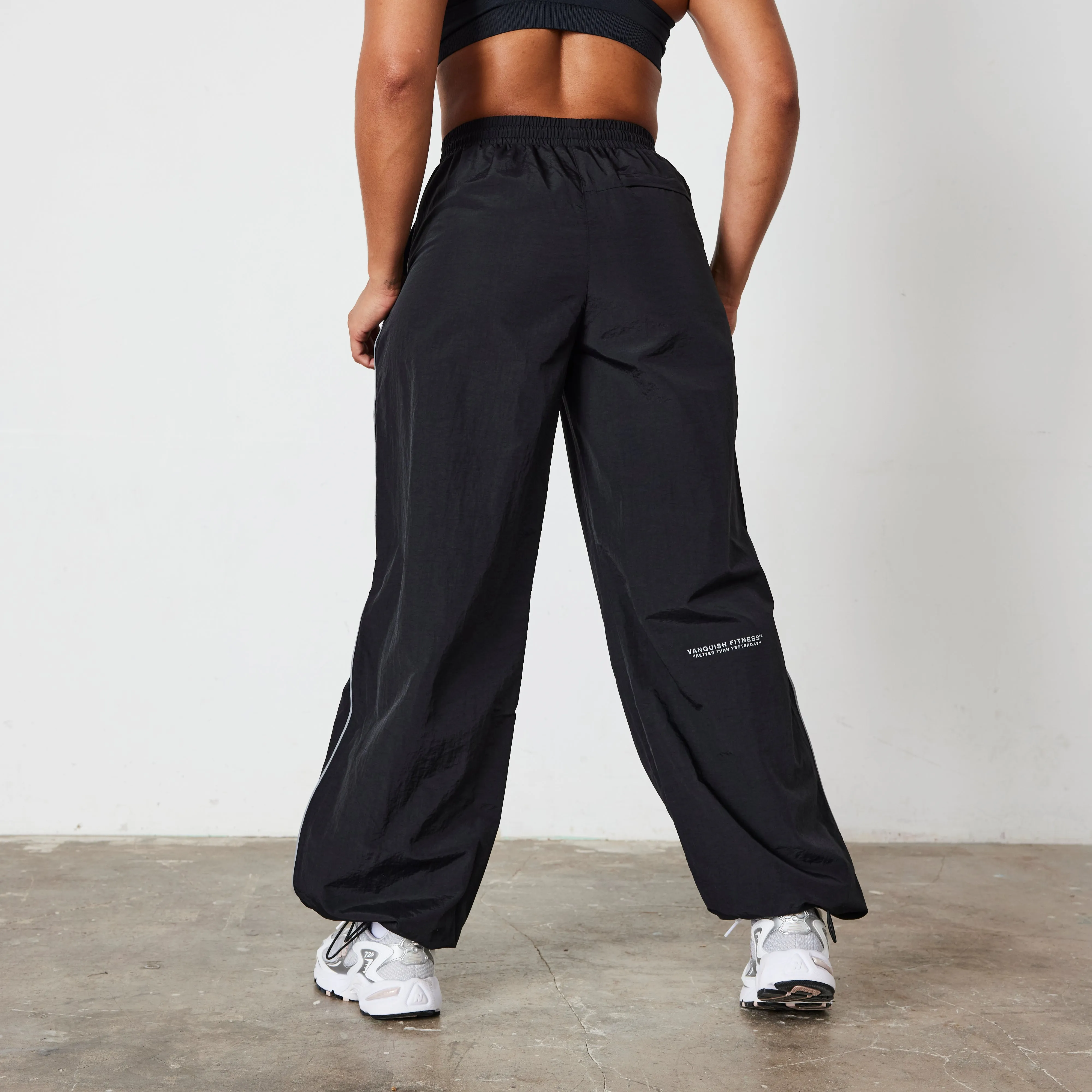 Vanquish Black Racing Wide Leg Track Pants