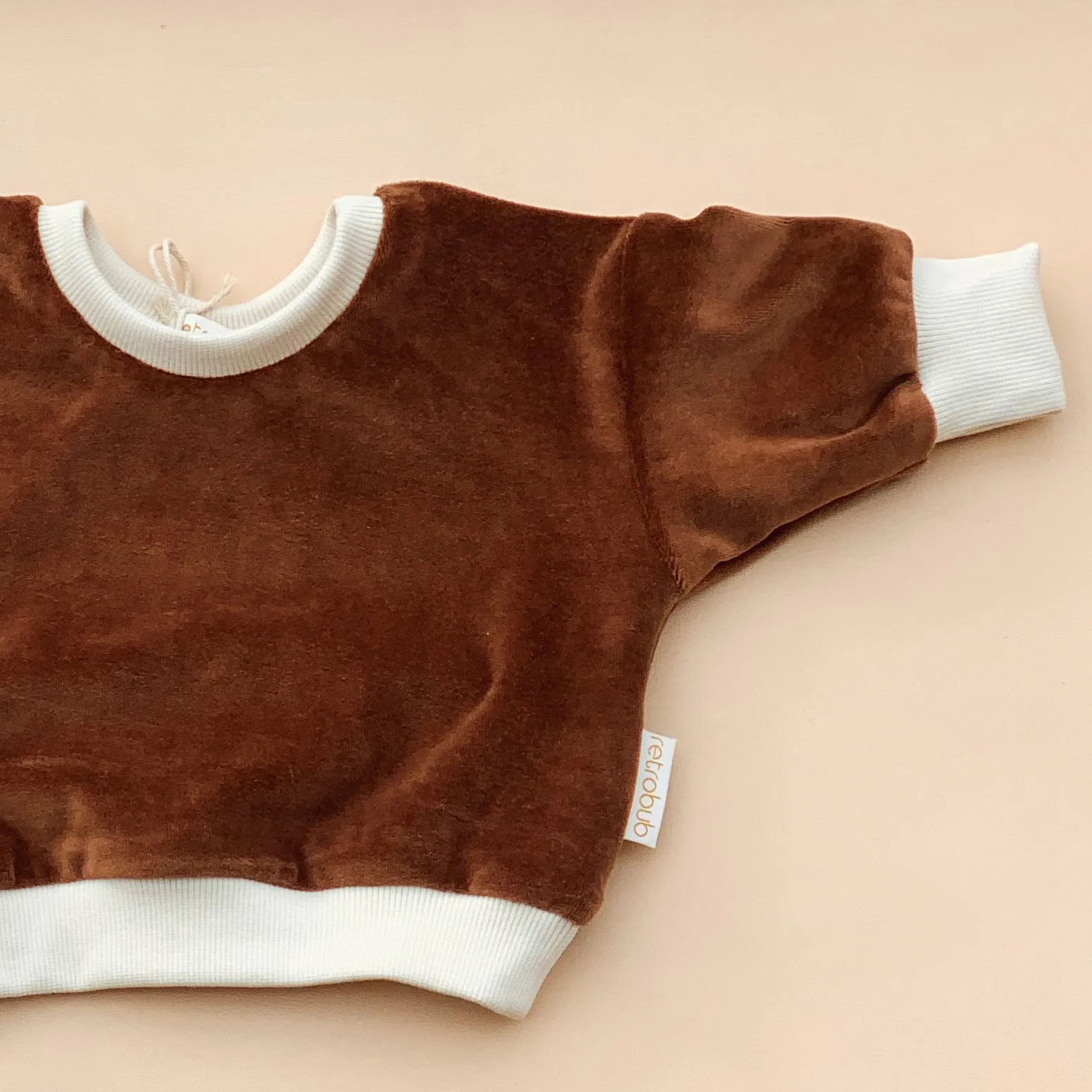 VELOUR baby baggy sweater - HAZELNUT