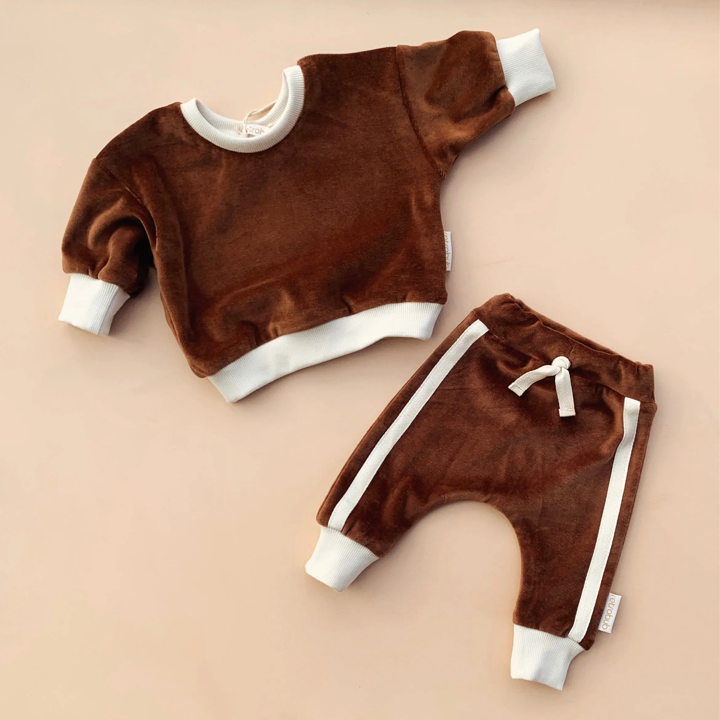 VELOUR baby baggy sweater - HAZELNUT