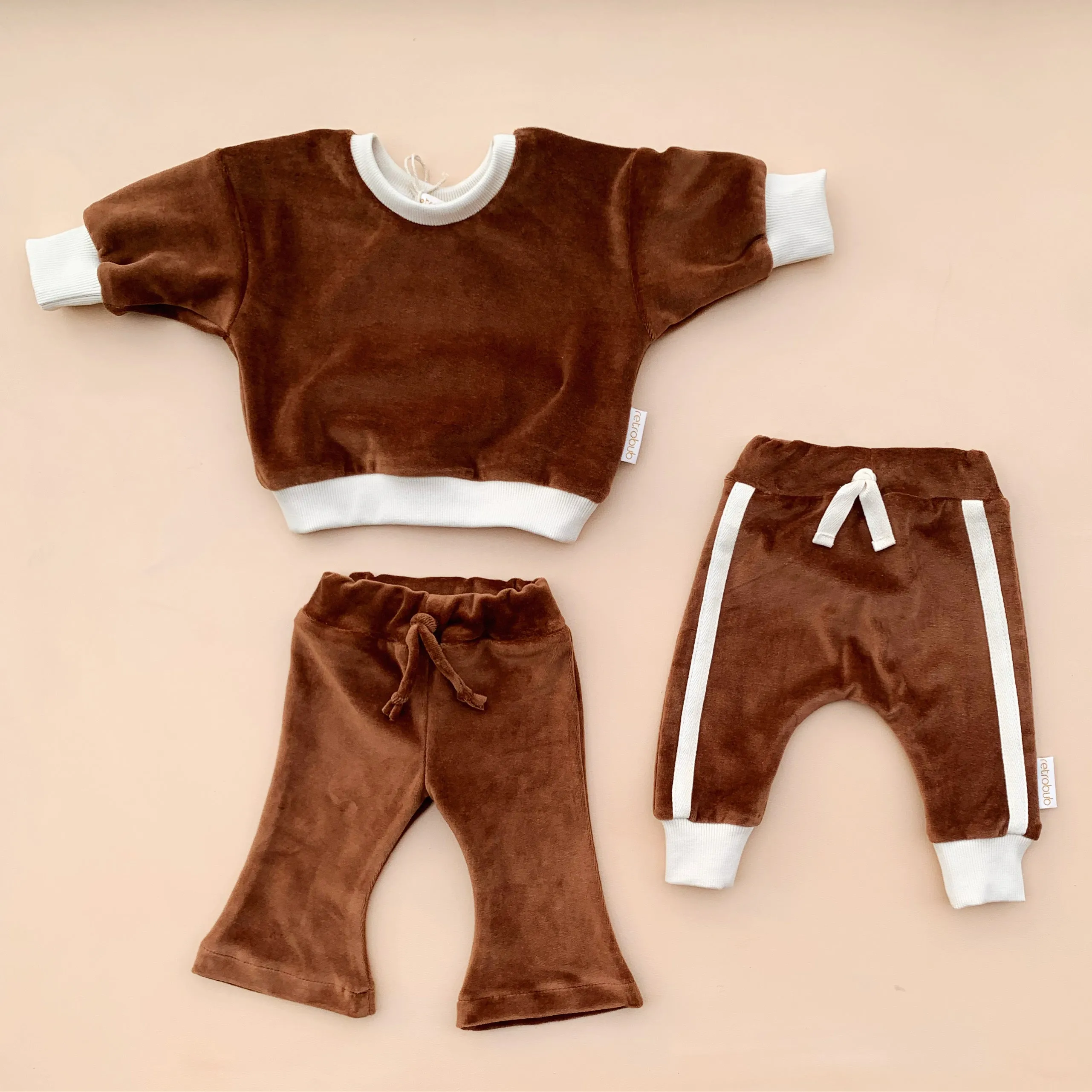 VELOUR baby baggy sweater - HAZELNUT