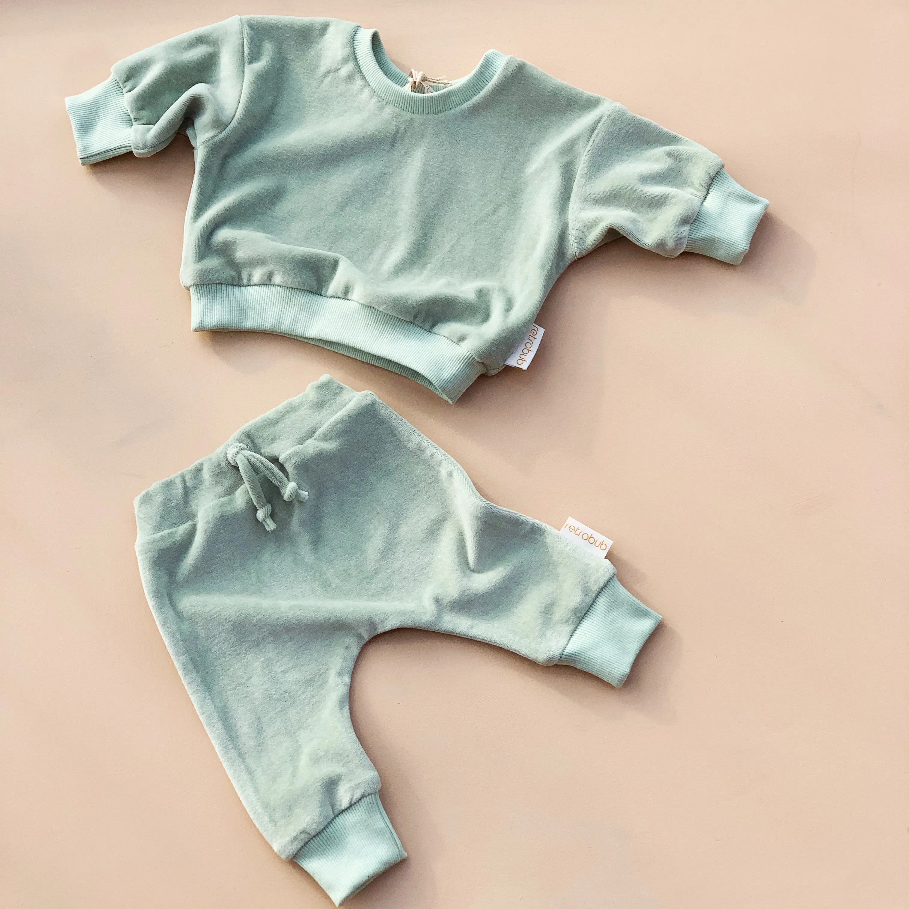 VELOUR baby baggy sweater - SAGE