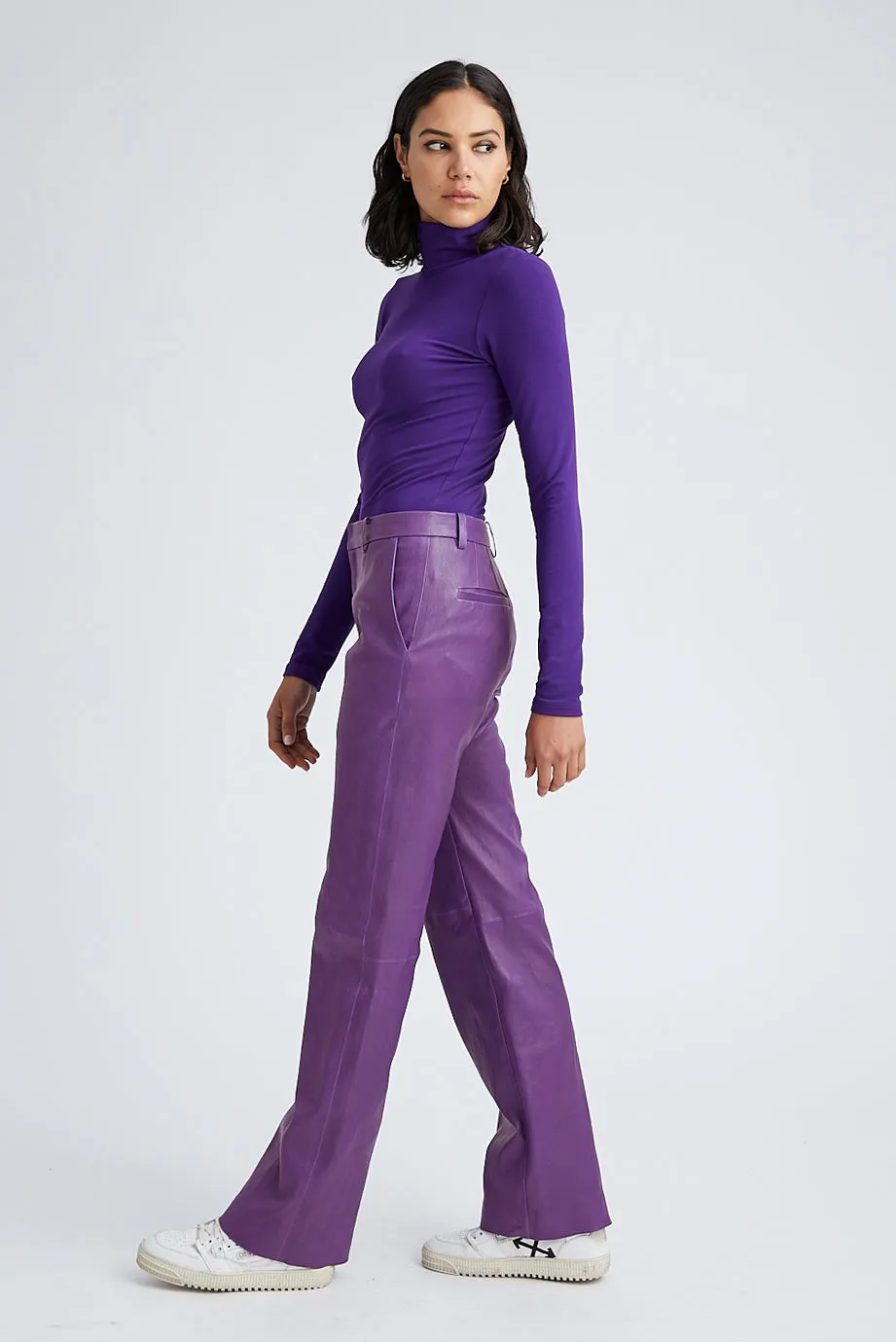 Violet Leather Classic Trousers