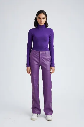 Violet Leather Classic Trousers