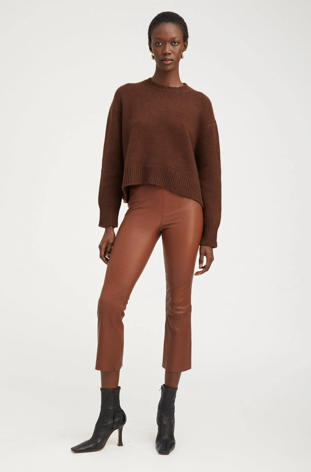 Whiskey Leather Crop Flare Legging