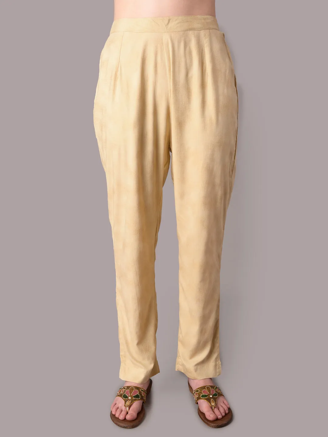 Women Beige Kurta With Trouser